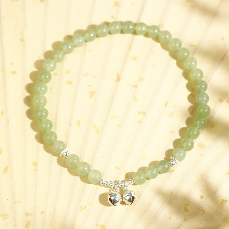 Bransoletka na kostkę z naturalnego jadeitu Hetian 925, dzwonek do dobrobytu