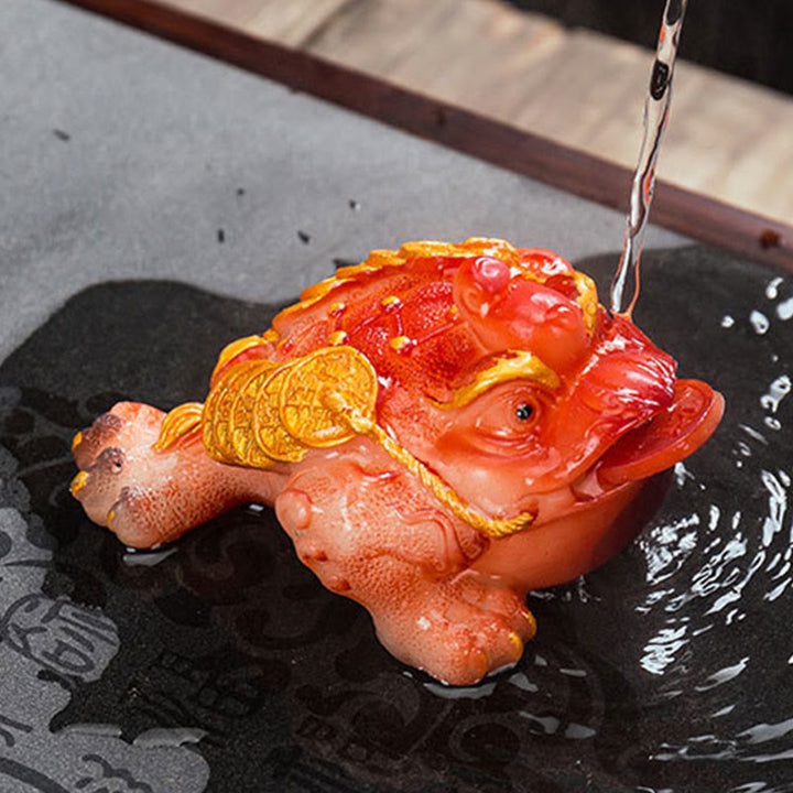Buddha Stones Zmieniające Kolor FengShui Bogactwo Szczęśliwa Żaba Miedziana Moneta Herbata Zwierzę Żywica Figurka Dekoracja
