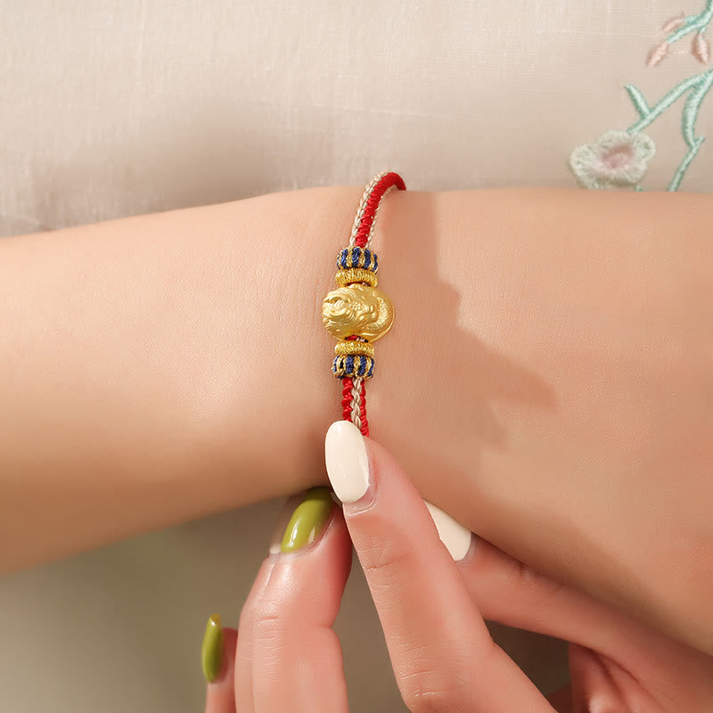 Buddha Stones 925 Srebro Sterlingowe Baby Dragon Szczęście Siła Ręcznie Pleciona Bransoletka