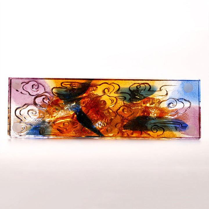 Buddha Stones Ręcznie robione Wielokolorowy Smok Liuli Kryształowe Dzieło Sztuki Ochrona Dekoracja Domu i Biura