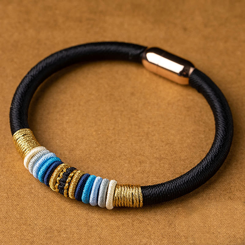 Buddha Stones Tybetańskie Ręcznie Robione King Kong Węzeł Ochrona Magnetyczna Zapięcie Bransoletka Pleciona