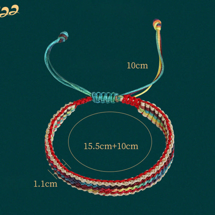 Buddha Stones Tybet Ręcznie robione Tęczowe Wielokolorowe Ochronne Bransoletki Z Plecionego Sznurka