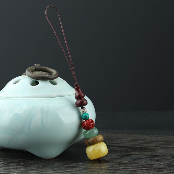 Zielony sandałowiec hebanowy tykwa siedmiowarstwowa pagoda pozytywna dekoracja telefonu wiszącego