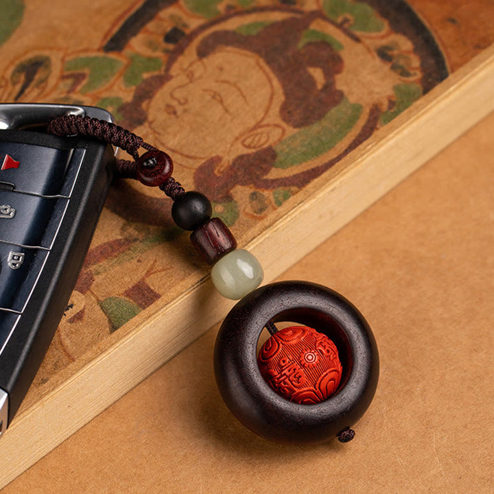 Buddha Stones Tybet Om Mani Padme Hum PiXiu Miedziana Moneta Mały Liść Czerwony Sandałowiec Cynober Ochrona Brelok