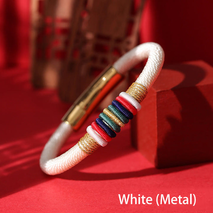 Buddha Stones Tybetańskie Ręcznie Robione Kolorowe King Kong Knot Pięć Elementów Szczęścia Bransoletka Sznurkowa