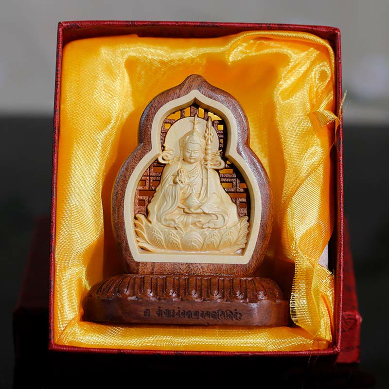 Buddha Stones Guru Rinpocze Budda Padmasambhavan Serenity Drewno Grawerowane Statua Figurka Dekoracja