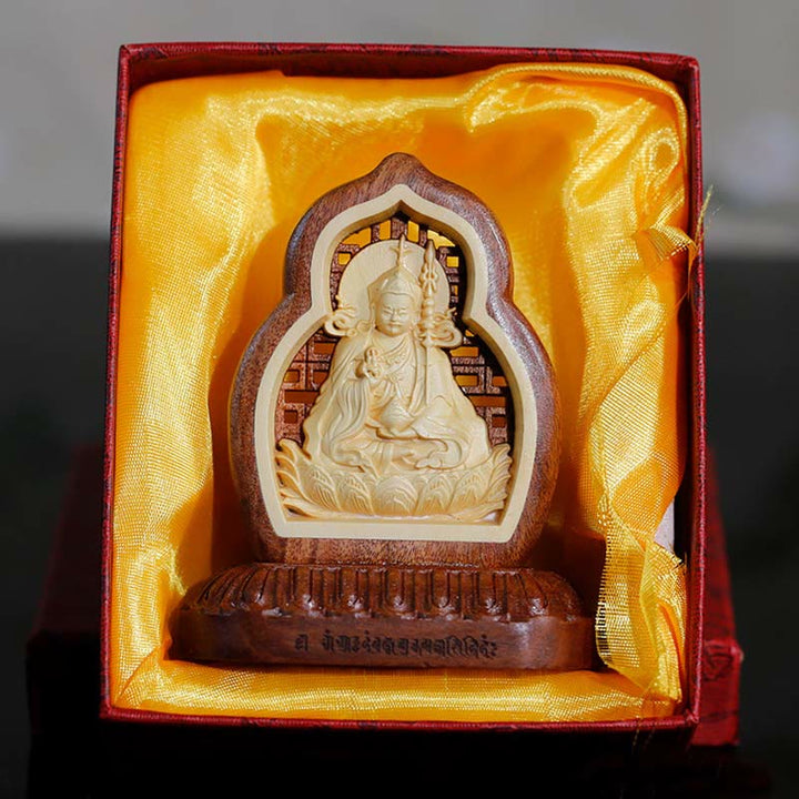 Buddha Stones Guru Rinpocze Budda Padmasambhavan Serenity Drewno Grawerowane Statua Figurka Dekoracja