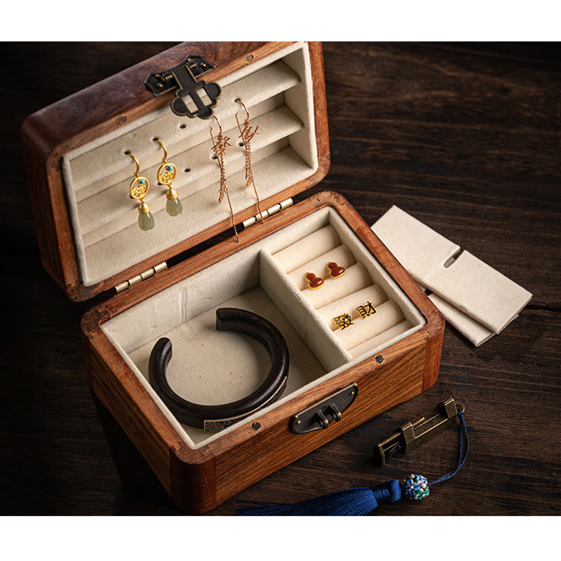 Retro ręcznie robiony kwiatowy wzór palisandrowy pojemnik na biżuterię zamykany na klucz drewniany organizer na prezenty