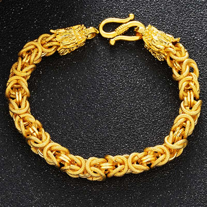 Bransoletka ochronna Buddha Stones 24k Gold Double Headed Dragon