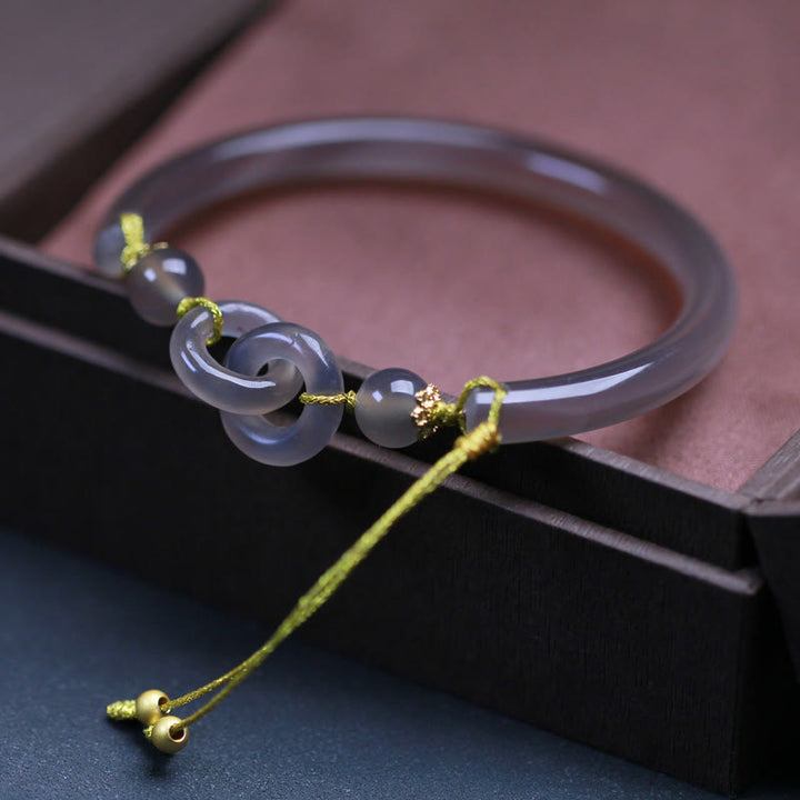 Bransoletka Buddha Stones Natural Grey Agat Double Peace Buckle Balance