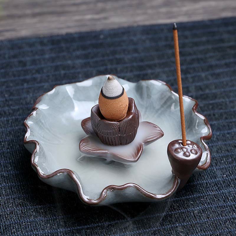 Ceramiczny palnik kadzideł Spiritual Backflow Lotus Plum Blossom Square