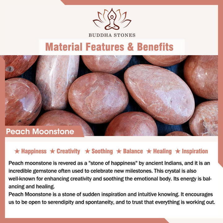 Bransoletka lecznicza z Buddha Stones i brzoskwiniowym kamieniem księżycowym