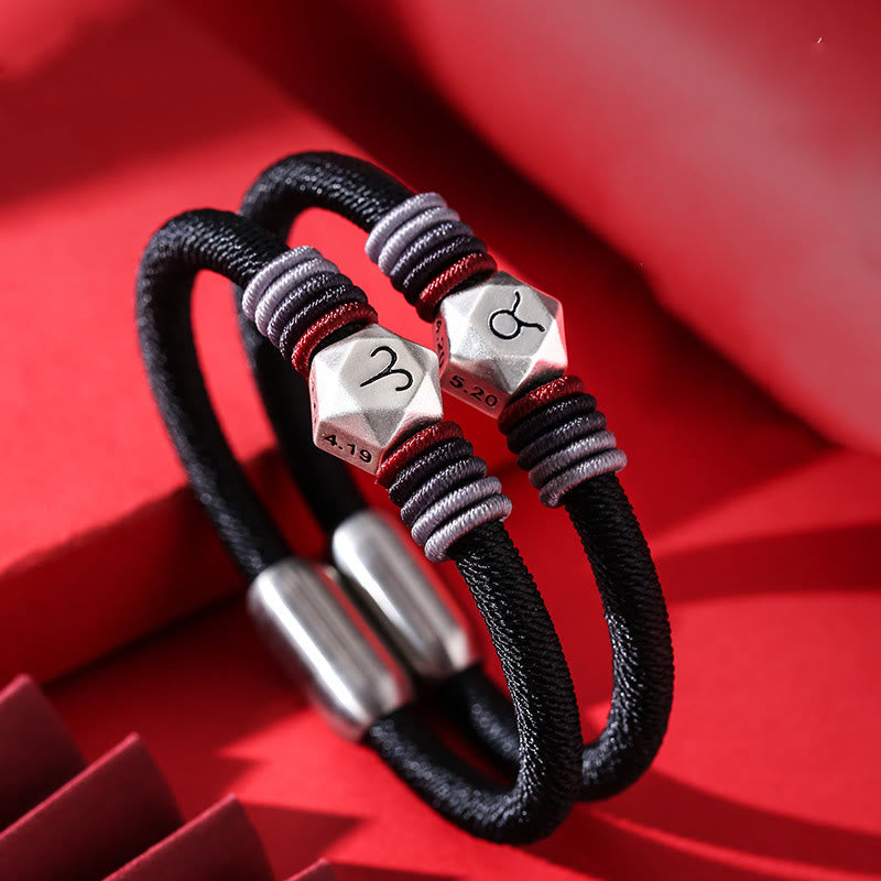 Buddha Stones 999 Srebro Sterling 12 Konstelacji Zodiaku Błogosławieństwo Bransoletka Ręcznie Robiona