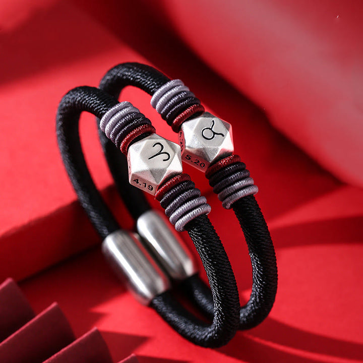 Buddha Stones 999 Srebro Sterling 12 Konstelacji Zodiaku Błogosławieństwo Bransoletka Ręcznie Robiona