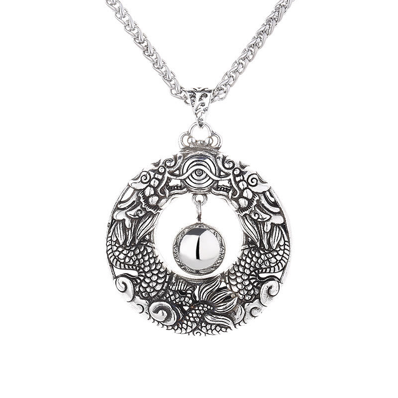 Naszyjnik z Buddha Stones Double Dragon Playing Bead z miedzianą ochroną - image 5