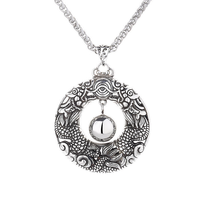 Naszyjnik z Buddha Stones Double Dragon Playing Bead z miedzianą ochroną - image 5