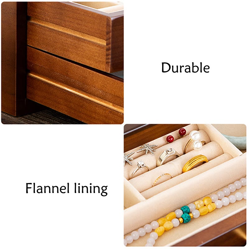 Buddha Stones Retro Solidne Drewniane Pudełko na Biżuterię Pudełko do Przechowywania Biżuterii Z Szufladą