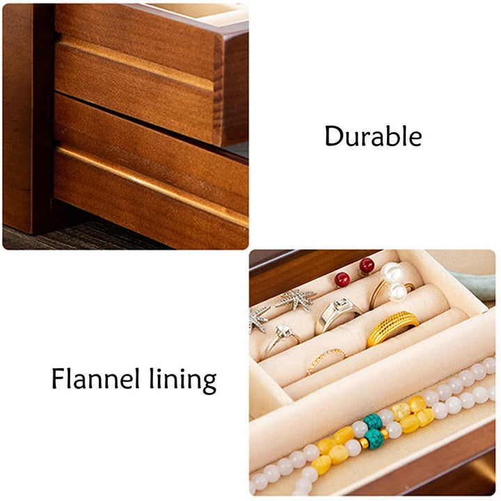 Buddha Stones Retro Solidne Drewniane Pudełko na Biżuterię Pudełko do Przechowywania Biżuterii Z Szufladą