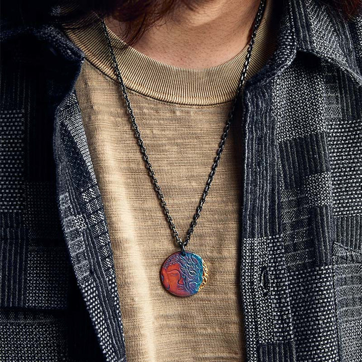 Buddha Stones 999 Srebro Sterlingowe 24K Złoto Pół Demon Pół Budda Współczucie Naszyjnik Wisiorek - image 8