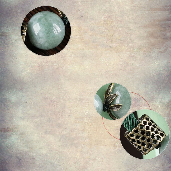 Buddha Stones Ręcznie Robione Zielone Sznurki Szczęście Jade Koraliki Bransoletka Dobrobytu