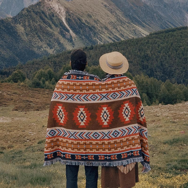 Geometryczny ciepły wygodny koc kempingowy do biura domowego