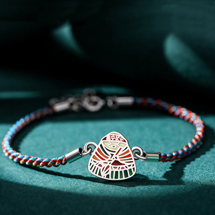 Buddha Stones 925 Srebro Sterling Wzór Zongzi Szczęście Wielokolorowa Bransoletka Ręcznie Robiona