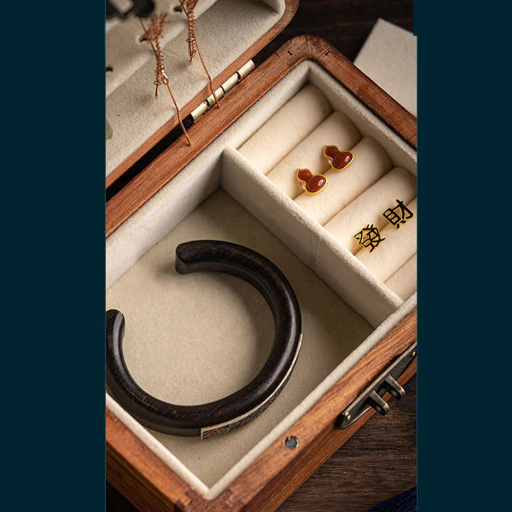 Retro ręcznie robiony kwiatowy wzór palisandrowy pojemnik na biżuterię zamykany na klucz drewniany organizer na prezenty