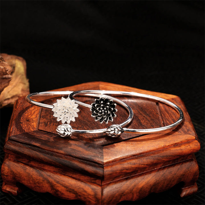 Bransoletka Buddha Stones Retro Lotos Biała Miedź Oświecenie Bangle