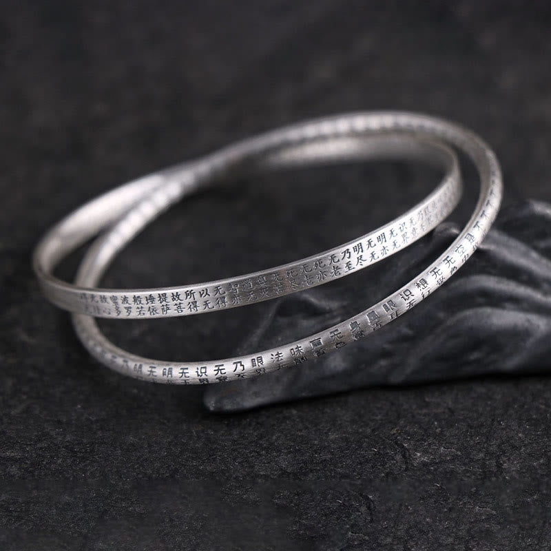 Bransoletka ochronna z Buddha Stones 999 ze srebra próby 925 Heart Sutra rzeźbiona - image 3