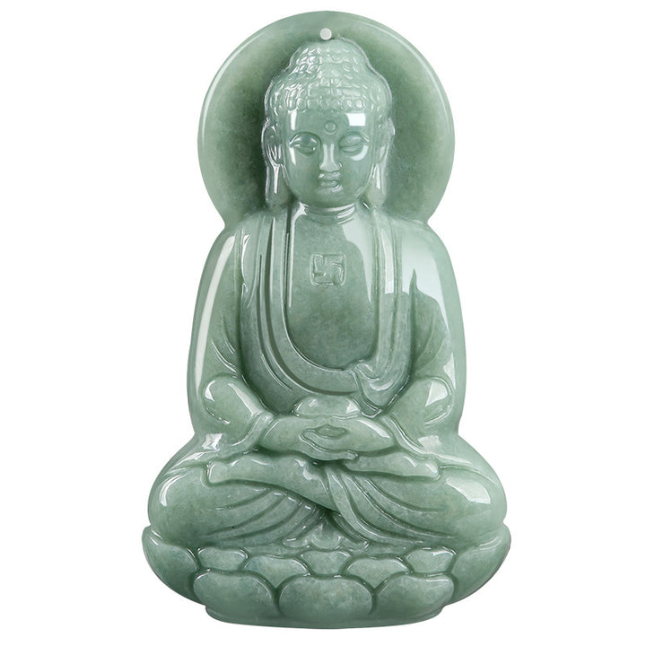 Buddha Stones Amitabha Budda Jadeitowy Amulet Naszyjnik ze Sznurka Współczucia - image 8