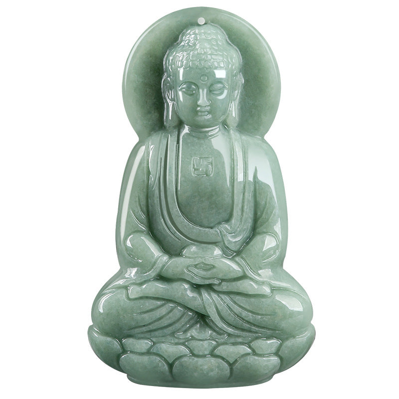 Buddha Stones Amitabha Budda Jadeitowy Amulet Naszyjnik ze Sznurka Współczucia - image 8