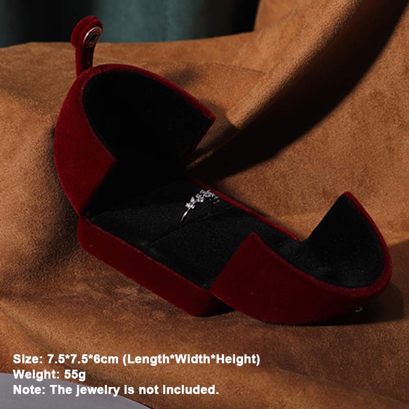 Pudełko do przechowywania biżuterii Flanelowe pudełko prezentowe - Wino czerwone - Pudełko na pierścionek - image 4