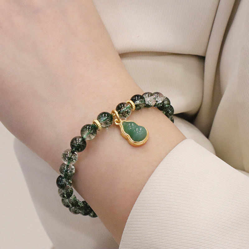 Bransoletka Buddha Stones Natural Green Phantom Confidence Gourd Budda Charm