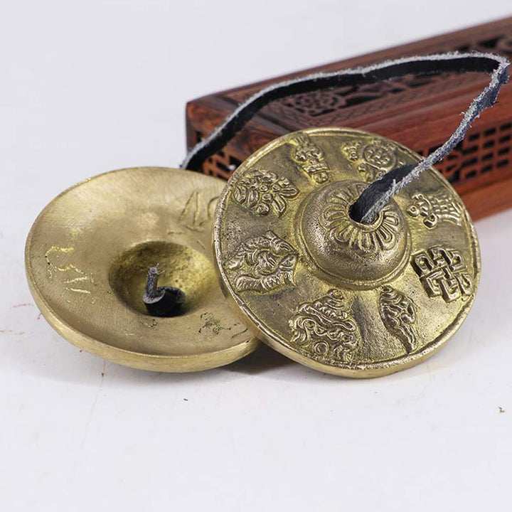 Buddha Stones Tybetański Dzwon Tingsha Sześć Prawdziwych Słów Smok Miedziana Równowaga Dekoracja Z Torbą