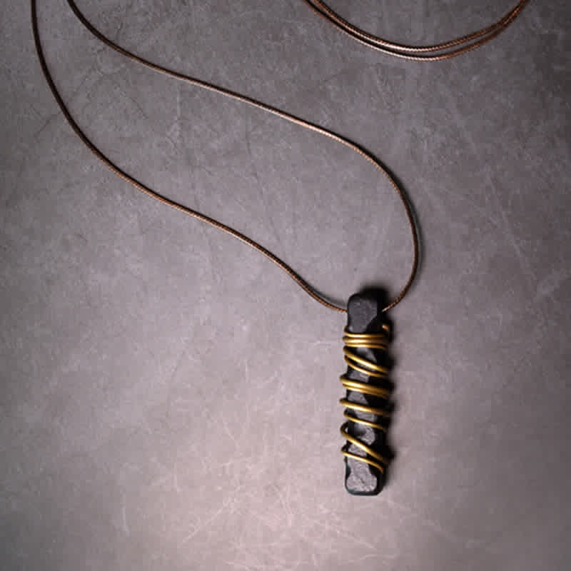 Buddha Stones Tybet Heban Drewno Miedź Równowaga Naszyjnik Pokój Wisiorek - image 3