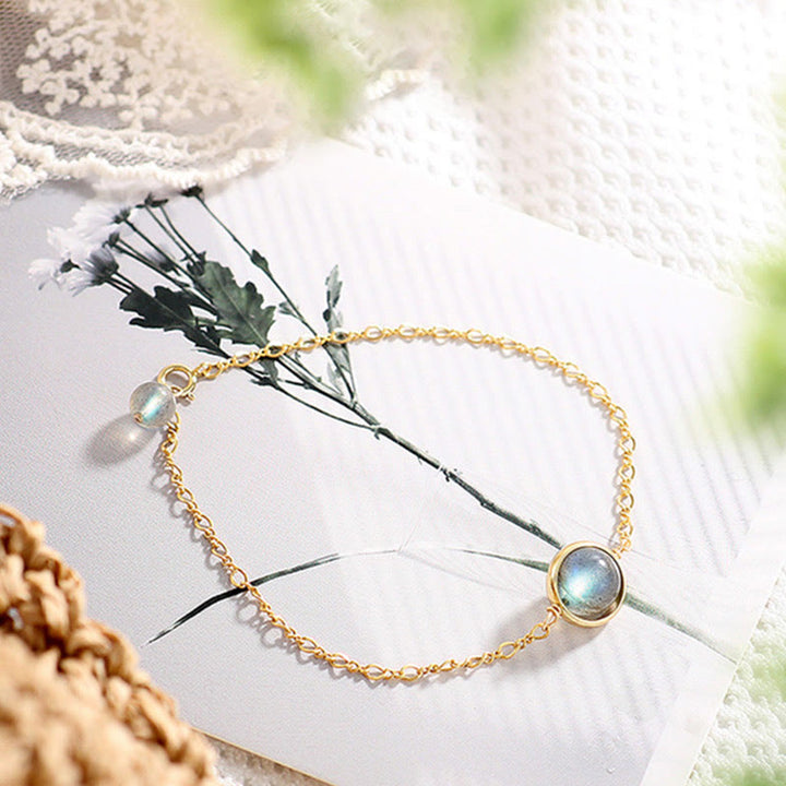 Bransoletka z Buddha Stones 14k pozłacana naturalnym kamieniem księżycowym, uzdrawiająca miłość