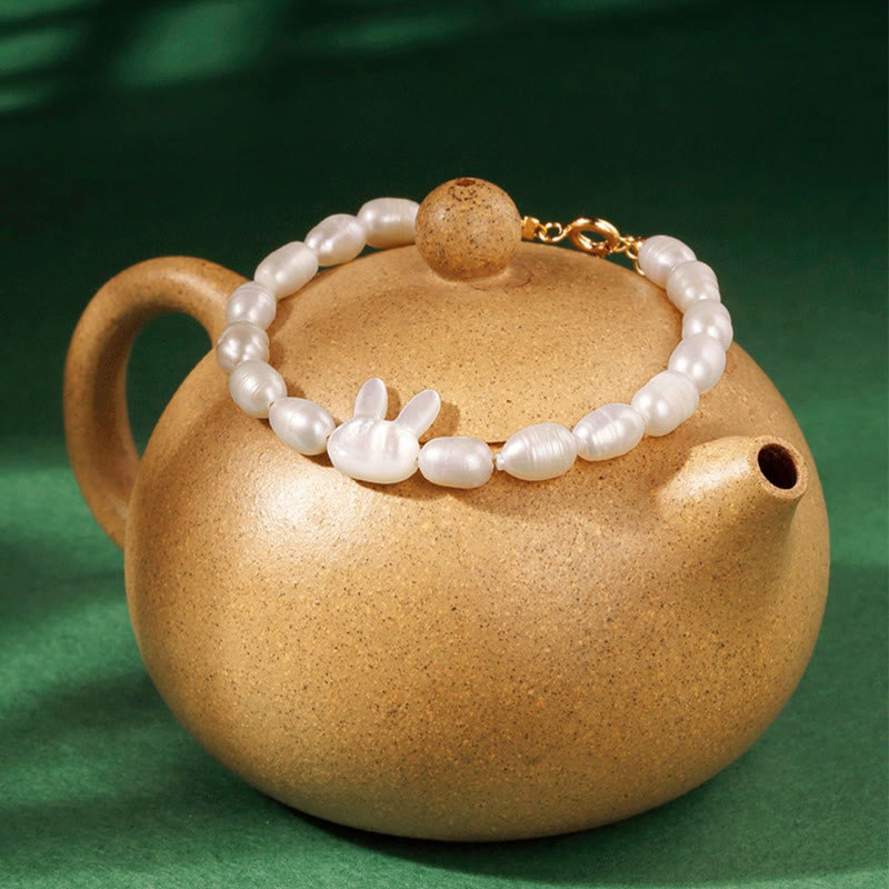 Bransoletka Buddha Stones Natural Pearl Cute Rabbit Sincerity