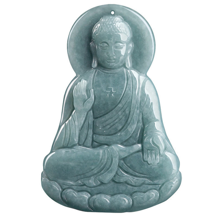 Buddha Stones Amitabha Budda Naturalny Jadeit Lotos Amulet Naszyjnik ze sznurka Współczucie Wisiorek - image 10