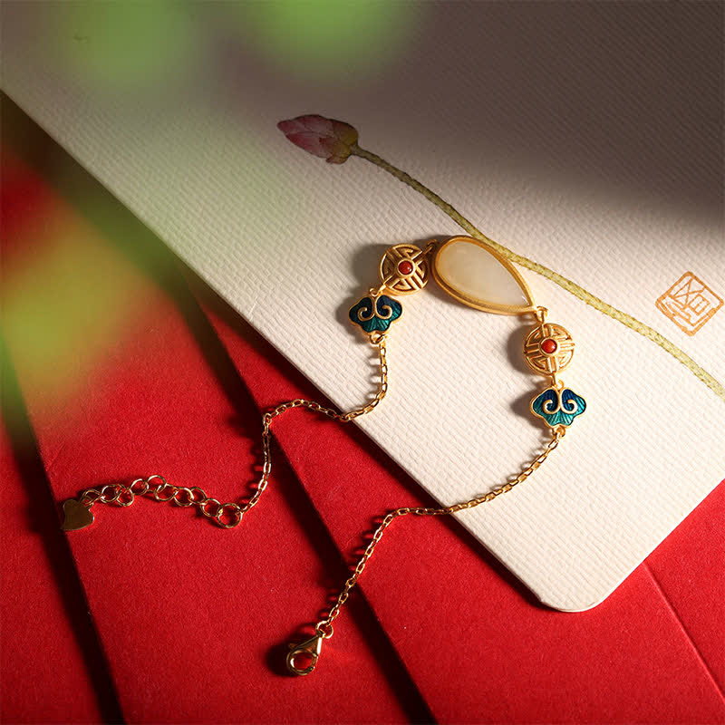 925 Srebro Sterlingowe Hetian Biały Jade Naszyjnik z Kroplą Wody Bransoletka Wisiorek