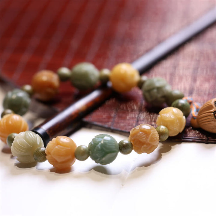 Bransoletka Buddha Stones Bodhi Seed Lotus Green Sandalwood Wisdom Harmony