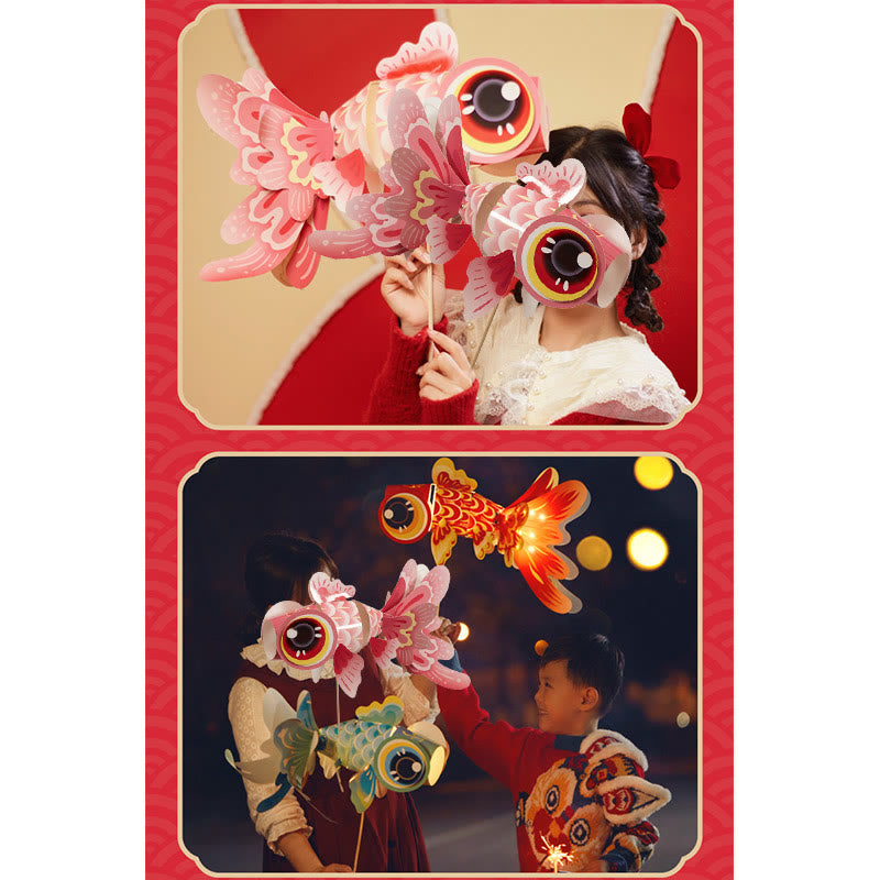 Buddha Stones DIY Fortuna Szczęście Ryba Koi Papierowa Lampa Latarnia Święto Środka Jesieni Dziecko Dzieci Dekoracja Latarni