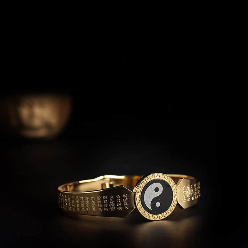 Buddha Stones Yin Yang Lotos Om Mani Padme Hum Mantra Bransoletka Harmonia ze stali tytanowej