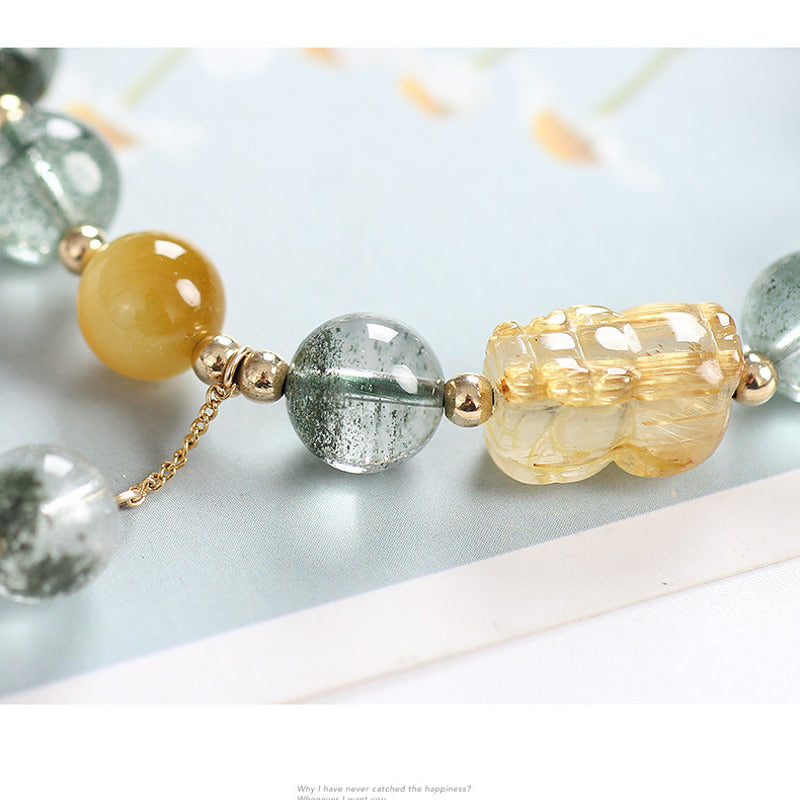 Bransoletka Buddha Stones Green Phantom Citrine PiXiu Confidence