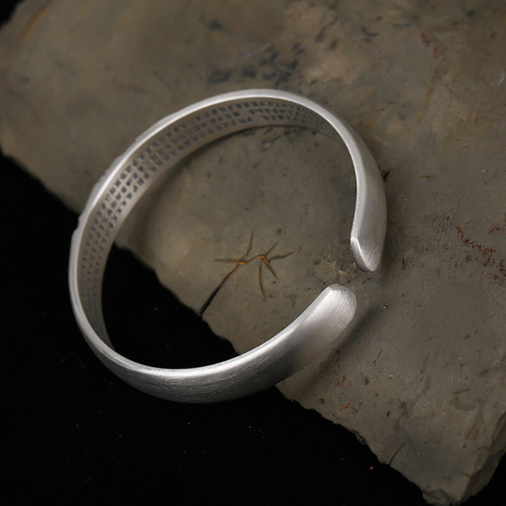 Buddha Stones 999 Srebro Sterling Głowa Buddy Serce Sutra Bransoletka Spokój