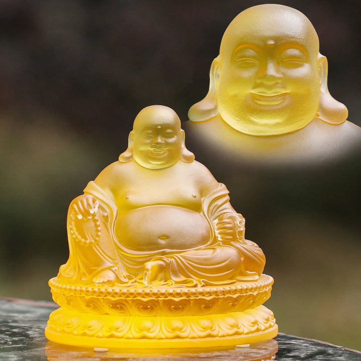 Buddha Stones Ręcznie robione Śmiejąca się Figurka Buddy Liuli Kryształowe Dzieło Sztuki Bogactwo Statua Dekoracja Domu