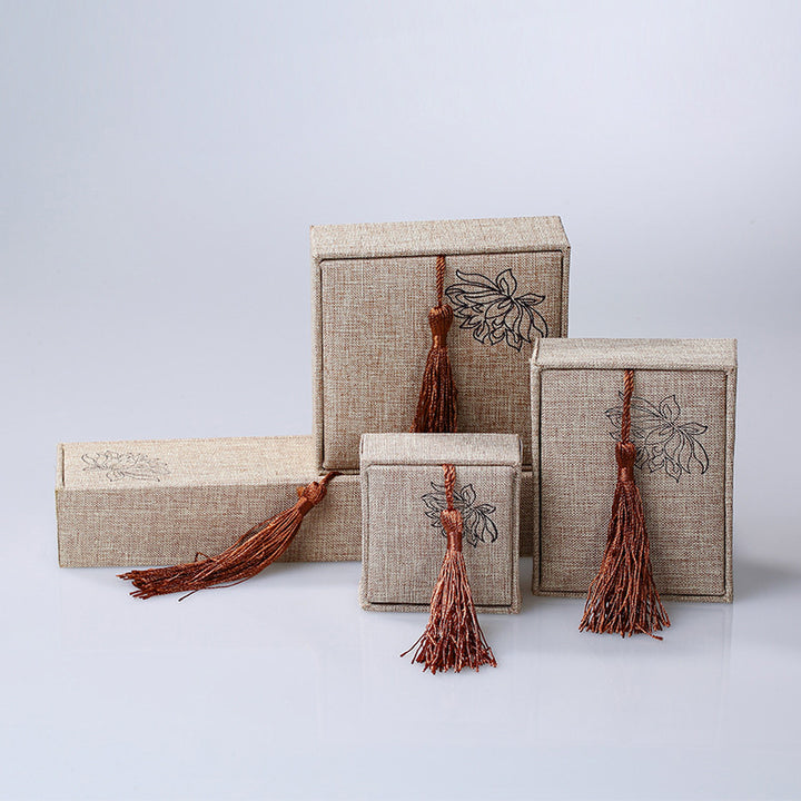 Buddha Stones Wzór Lotosu Pudełko Do Przechowywania Biżuterii Pudełko Na Prezenty Frędzle