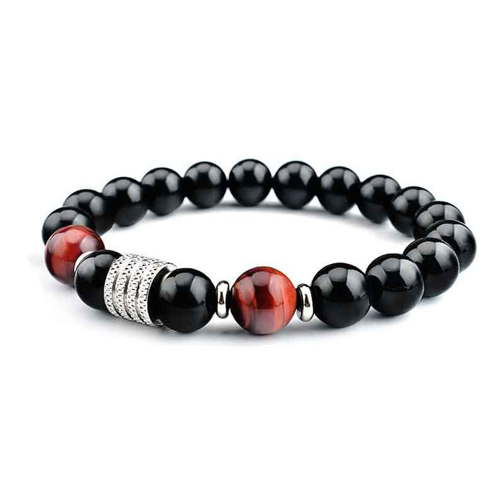 Bransoletka Buddha Stones Natural Black Obsidian Tiger Eye Strength Fulfillment