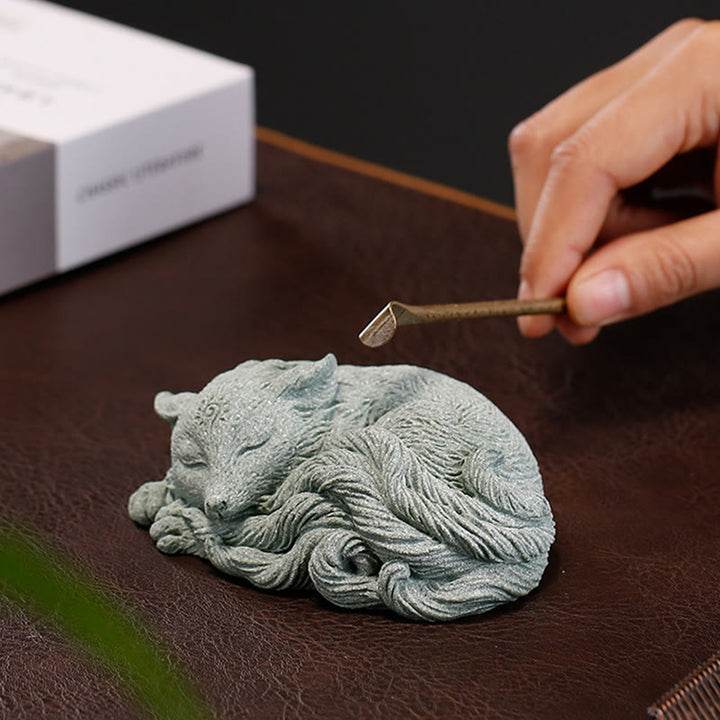 Buddha Stones Mały Dziewięcioogonowy Lis Ochrona Dom Herbata Figurka Dekoracja