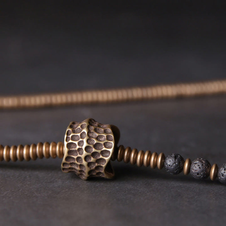 Bransoletka lecznicza Buddha Stones Vintage Lava Rock Copper Multilayered