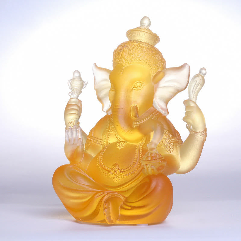 Buddha Stones ręcznie robione Ganesh Ganpati figurka słonia Liuli kryształowe dzieło sztuki ochrona statua dekoracja domu